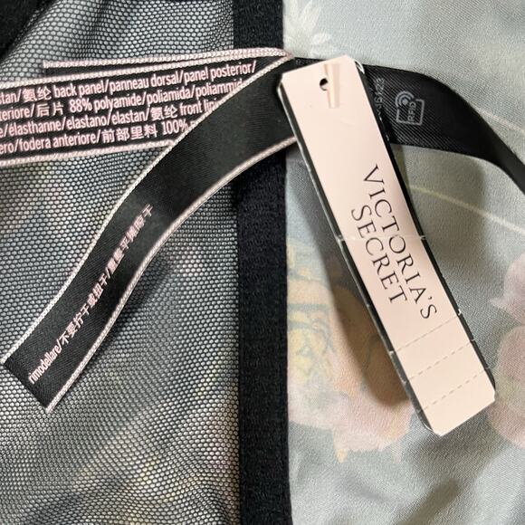 Victorias Secret Very Sexy Black Floral Satin Bustier Corset Top 32D Zipper NWT - Picture 13 of 13